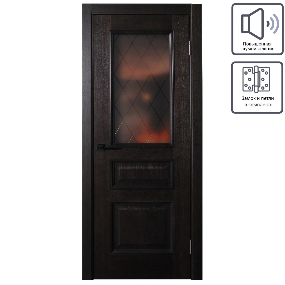 Дверь межкомнатная остеклённая шпон Вельми 60x200 см цвет венге