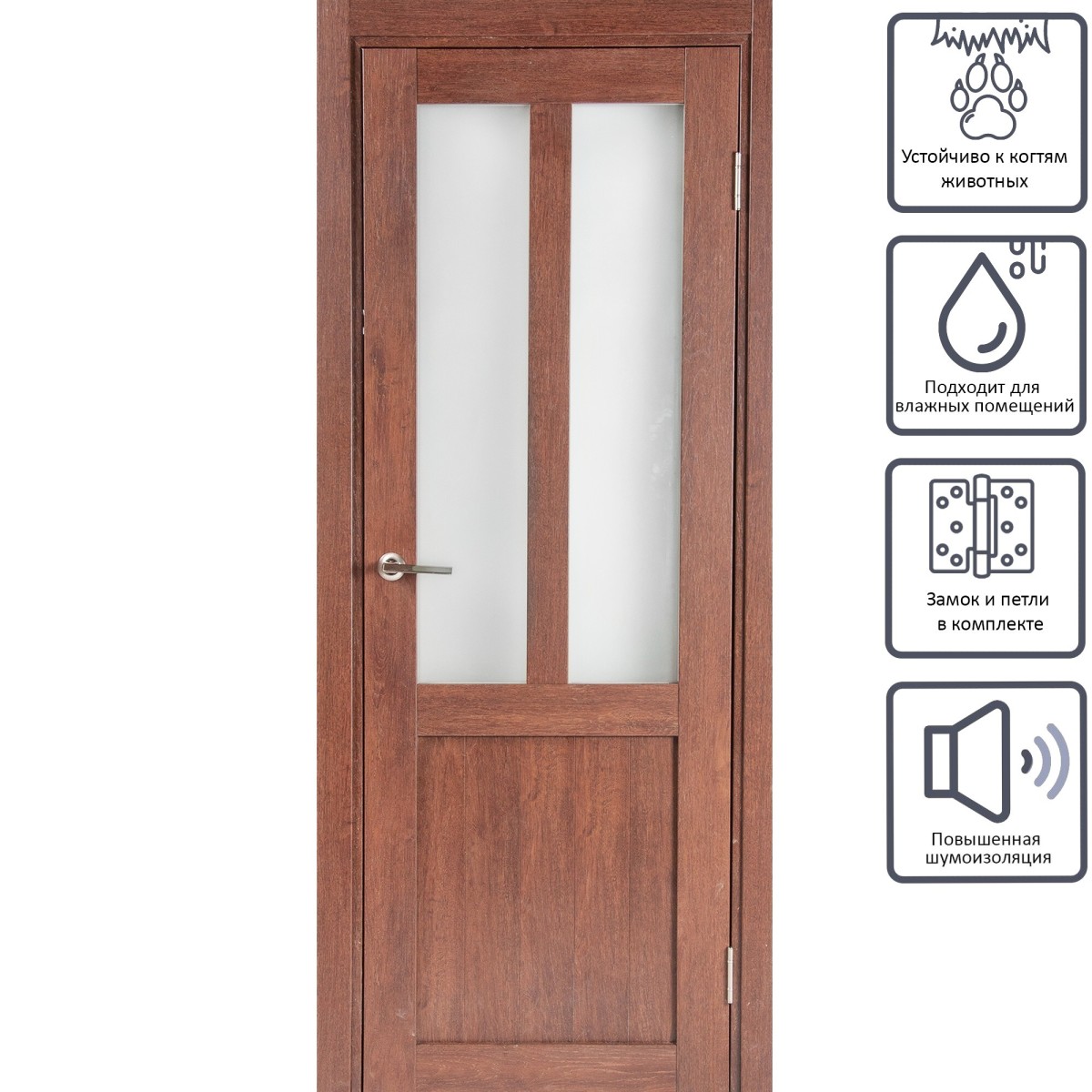 Дверь межкомнатная остеклённая Кантри 60x200 см, ПВХ, цвет дуб сан-томе, с фурнитурой