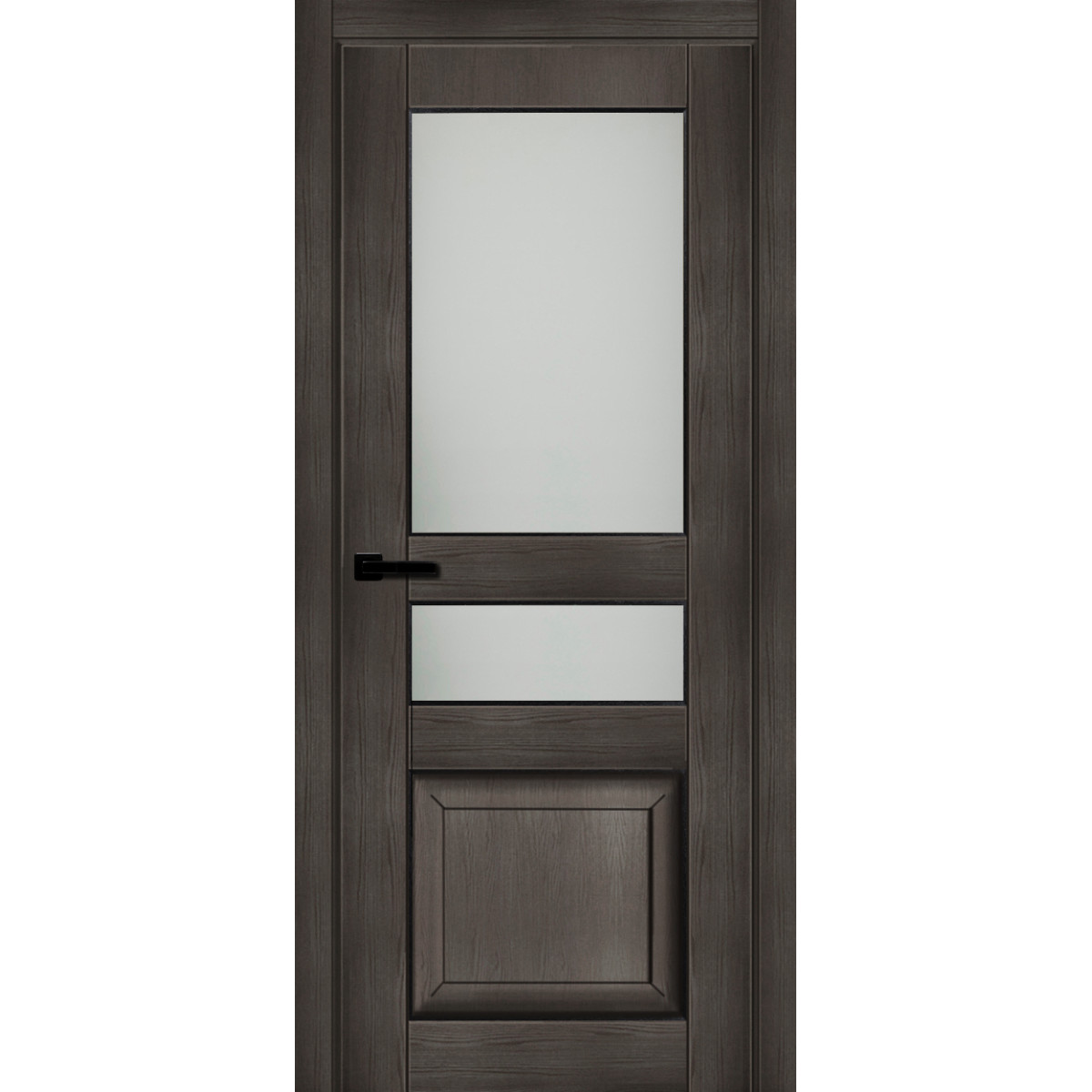 Дверь межкомнатная остеклённая с замком в комплекте Дерби 2000x600 мм CPL цвет дуб чёрный матовый