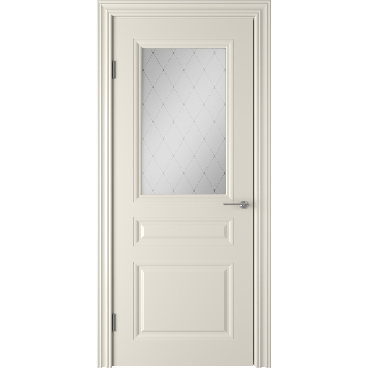 Дверь межкомнатная остеклённая с замком и петлями в комплекте Стелла 90x200 см эмаль цвет слоновая кость