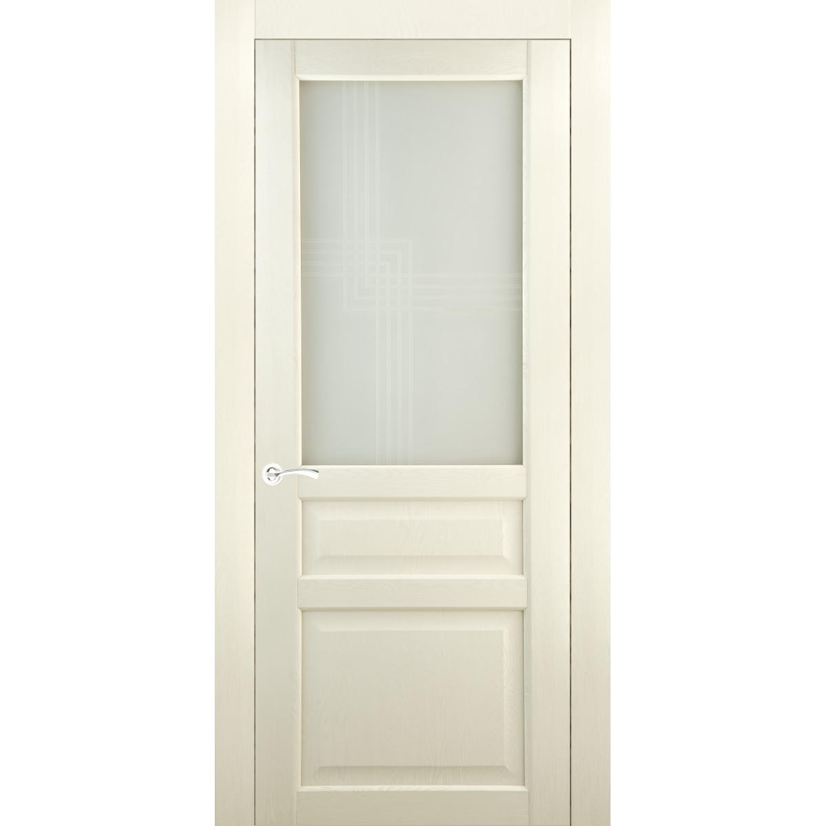Дверь межкомнатная остеклённая Artens Мария 60x200 см, ПВХ, цвет айвори, с замком в комплекте