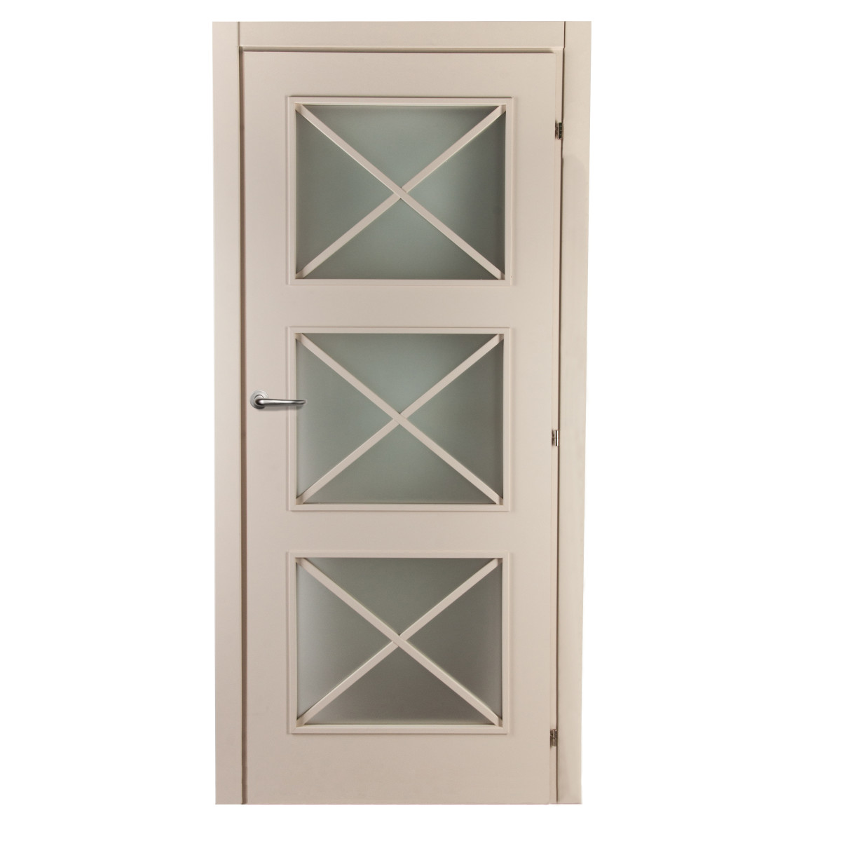 Дверь межкомнатная остекленная Камелия 70х200 см, цвет магнолия, с фурнитурой