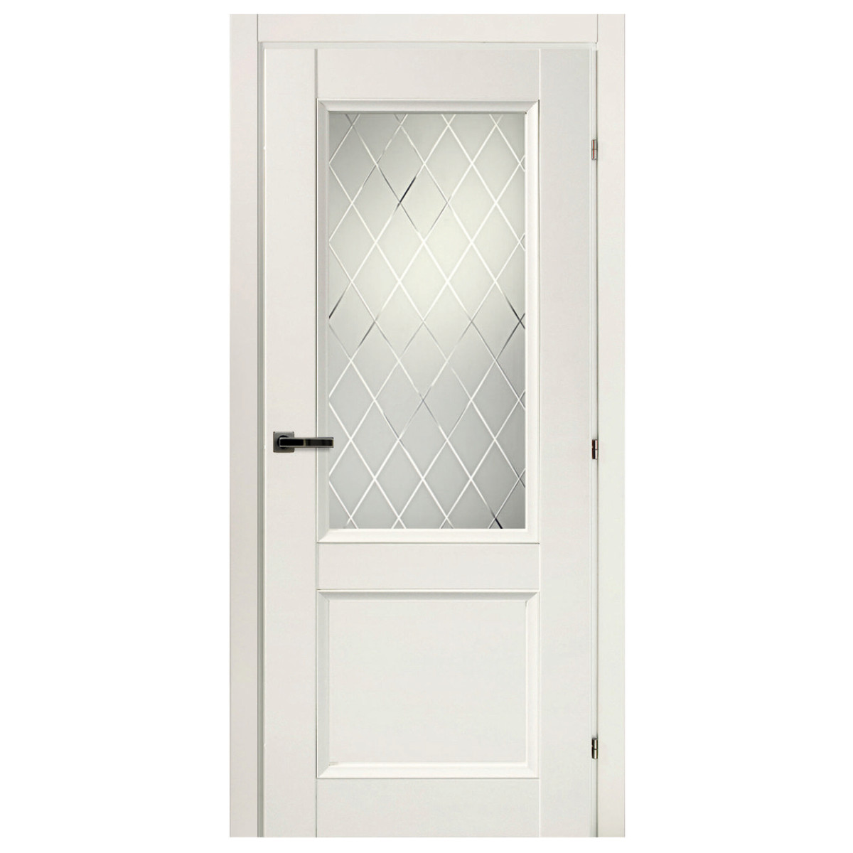 Дверь межкомнатная остеклённая Танганика 60х200 см CPL цвет белый с фурнитурой