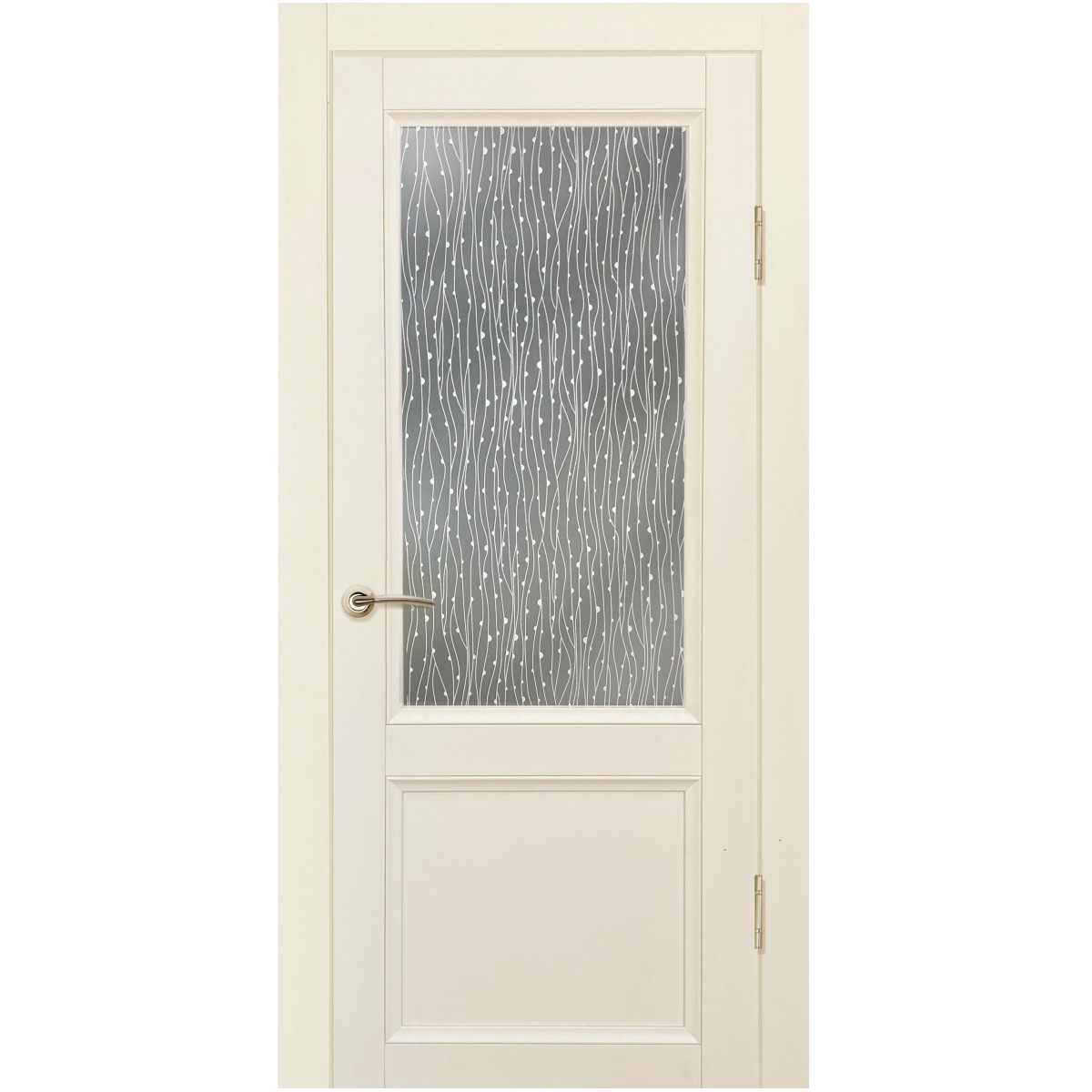 Дверь межкомнатная остеклённая с замком и петлями в комплекте Рондо 80x200 см Hardflex цвет магнолия